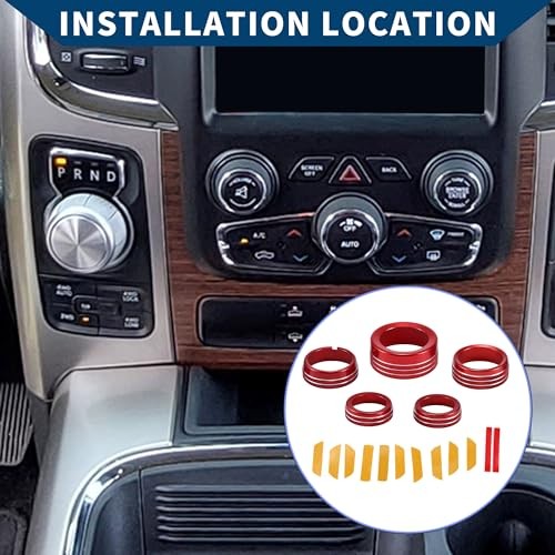 AC Air Conditioner Gear Shift Headlight Media Control Switch Knob Cover for Red