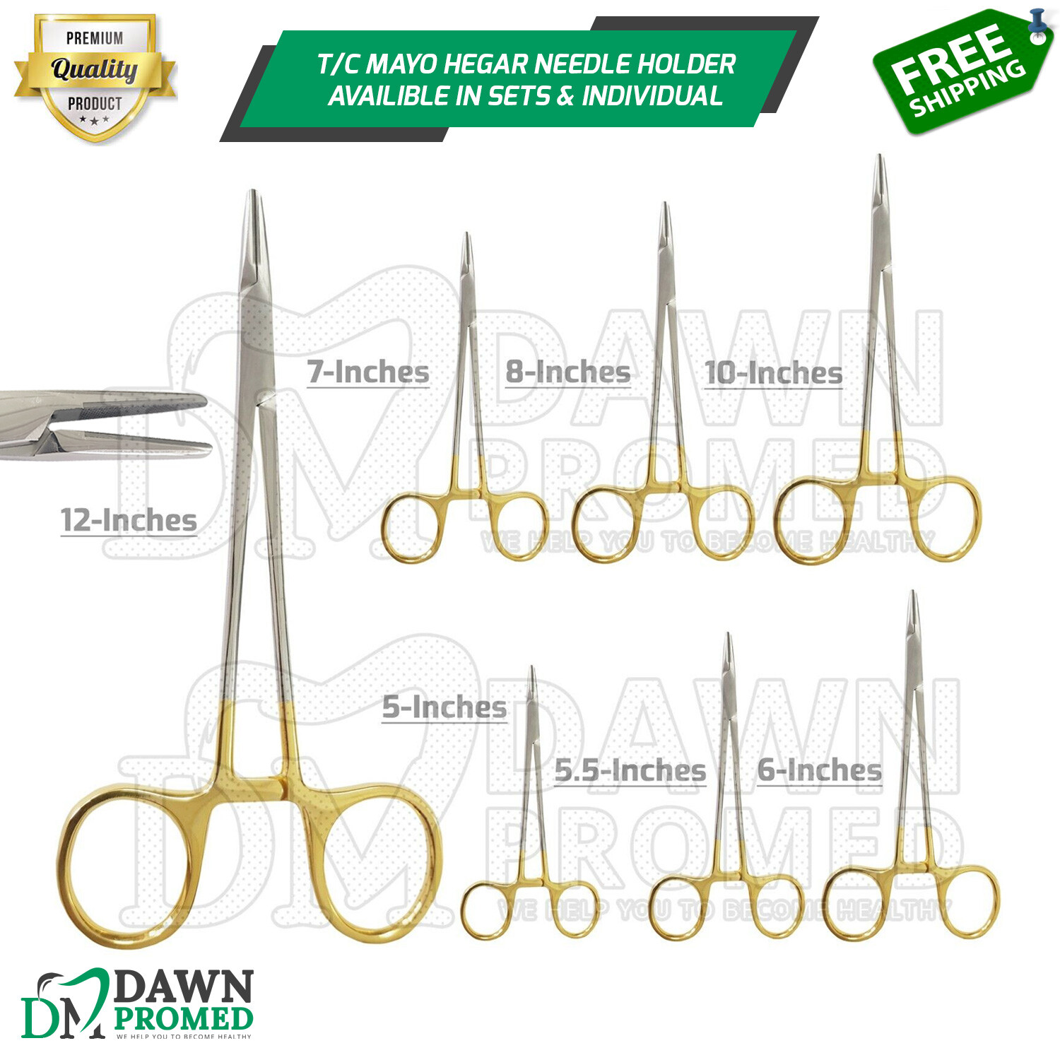 T/C Mayo Hegar Needle Holder with Tungsten Carbide German Grade Surgical Dental