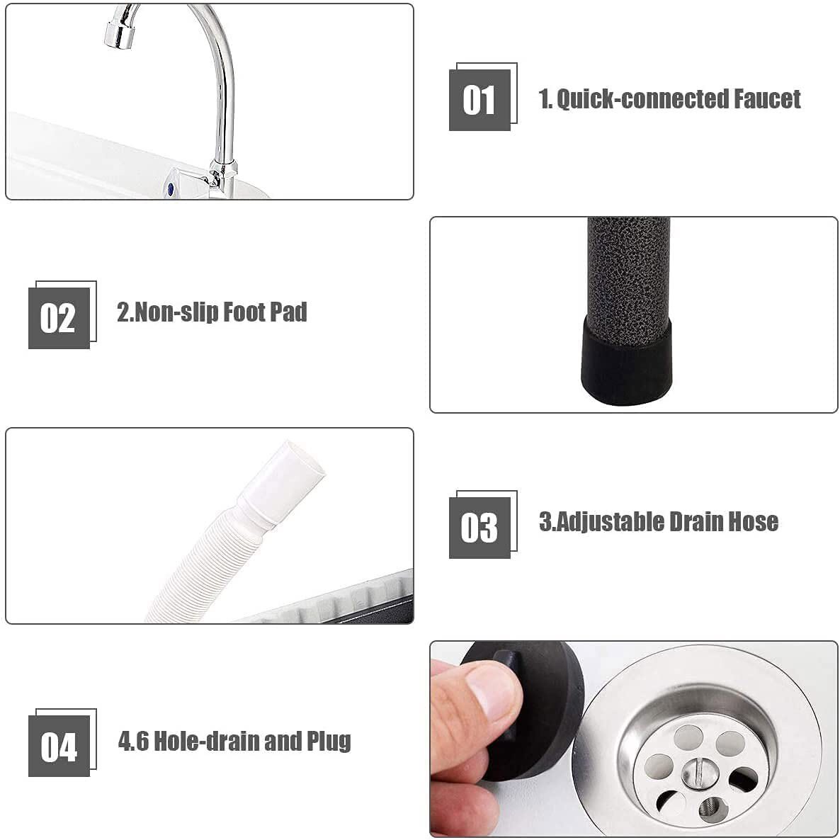 Folding Camping Table With Sink Faucet Outdoor Fish Hunting Cleaning Desk Tool