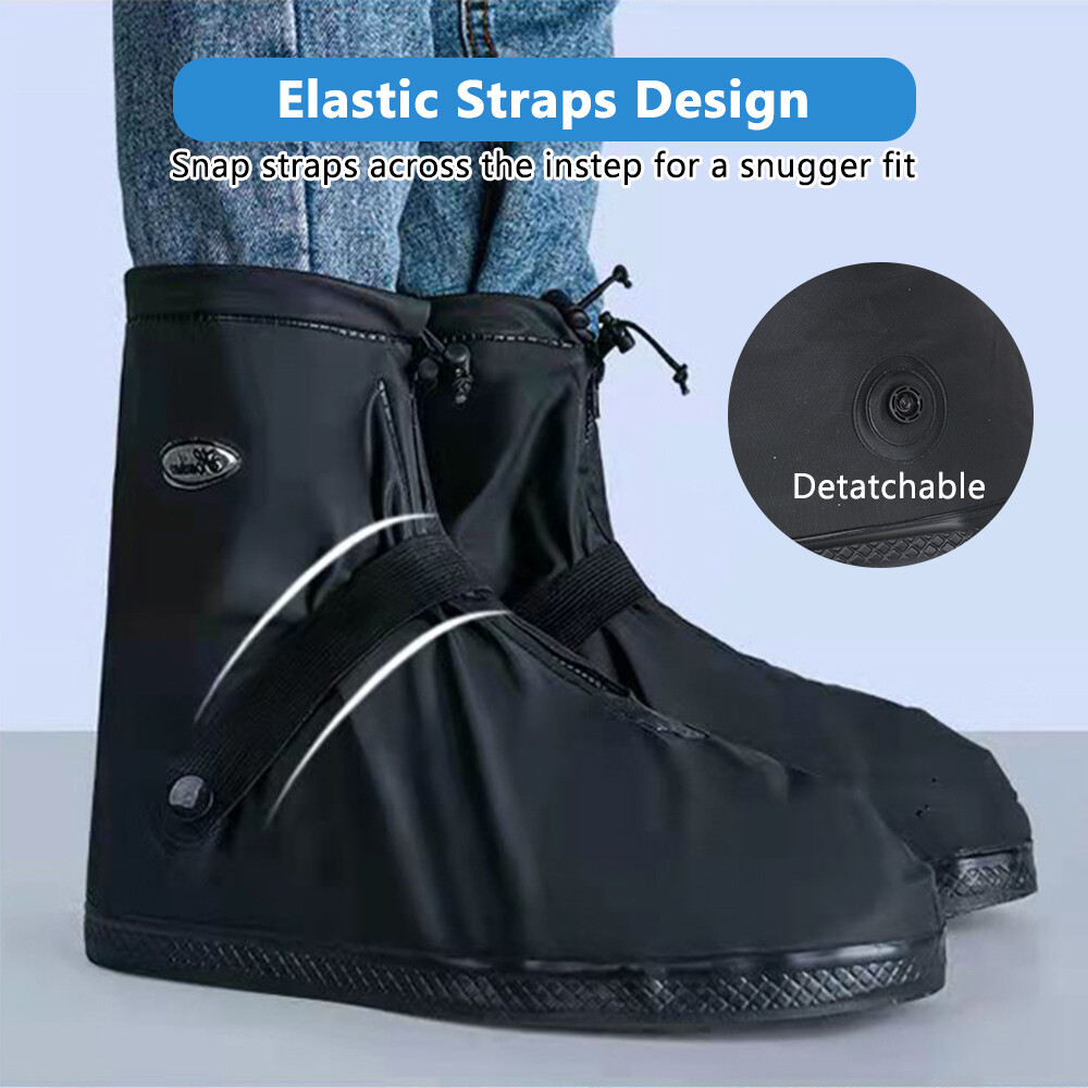 Reusable Waterproof Rain Shoe Covers Boot Non Slip Overshoe Zipper Men Women