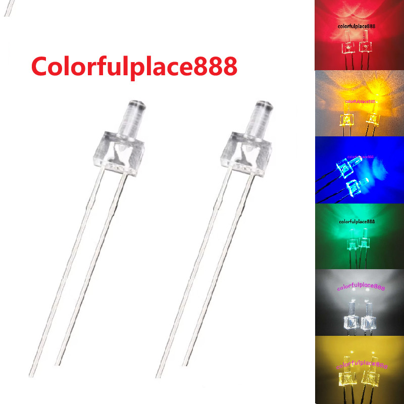 2mm Flat Top Red Yellow Blue Green White Warm White Water Clear LED Leds Diode