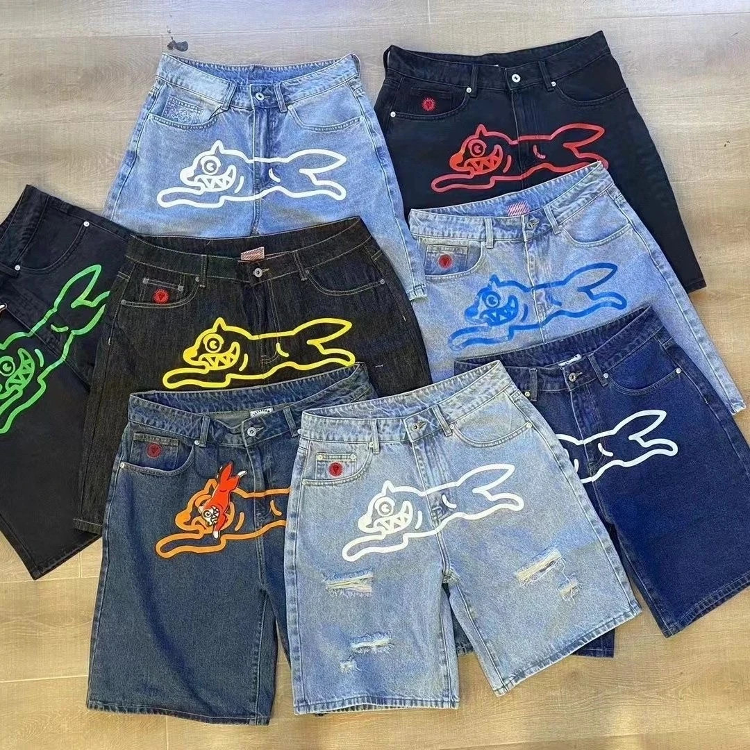 BBC Denim Shorts IceCream Run Dog Classic Jeans Unsex Teens Casual Denim Shorts