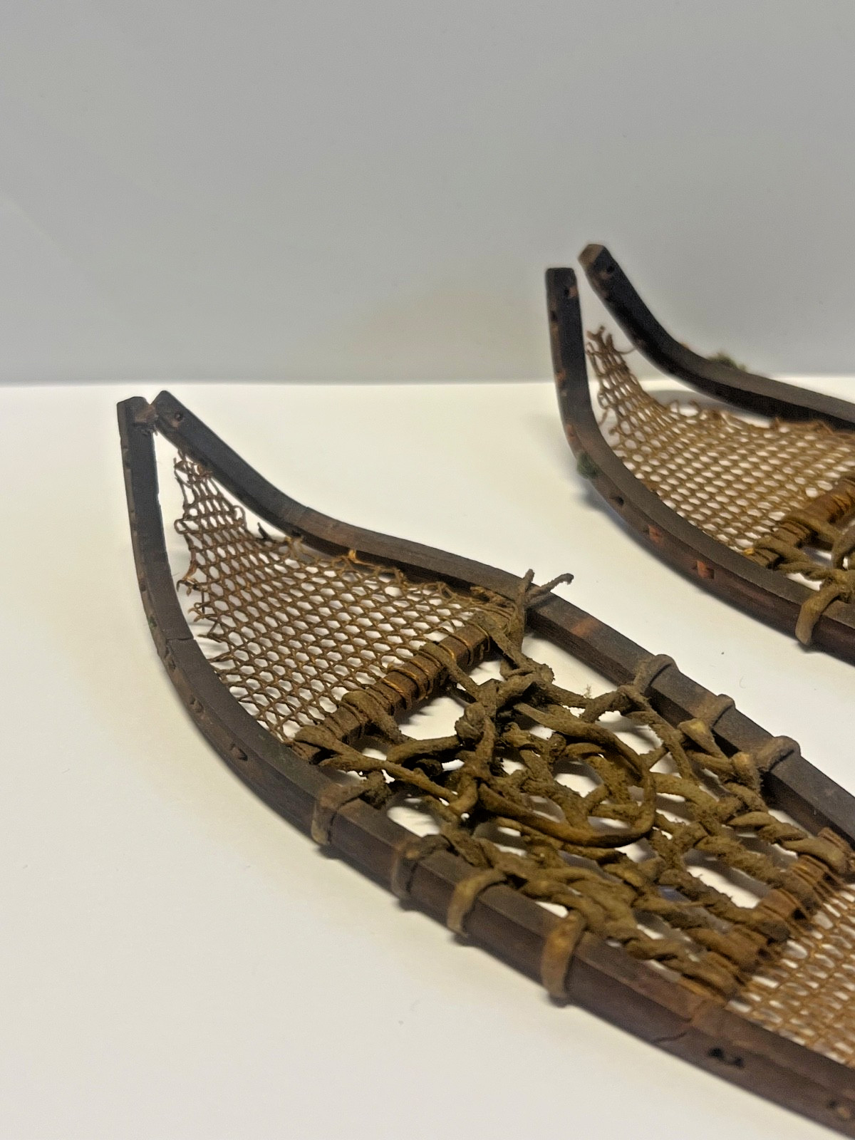 Antique Pair of Minature Native Athabaskan Weaved Snowshoes - DOLL SIZE; 1880's