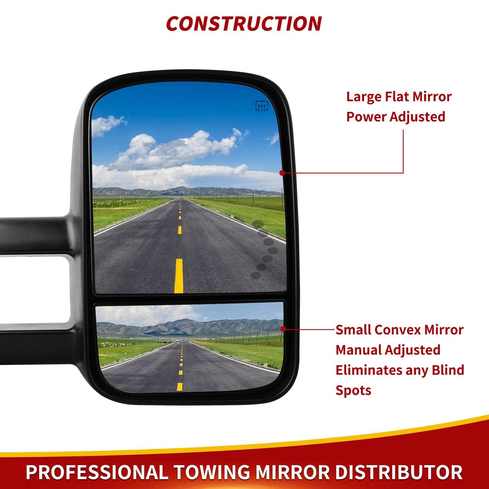 Pair Power Heated Tow Mirrors For 2007-2013 Chevy Silverado 1500 2500 3500 HD