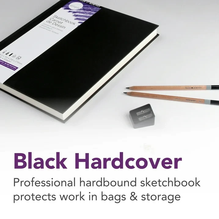 Daler-Rowney Simply Sketchbook - 4in x 6in Hardbound Sketchbook - 110-Page Black