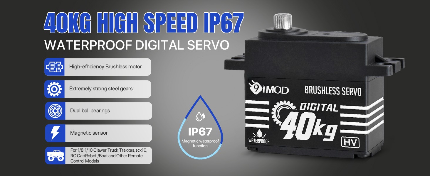 180° 40KG Brushless Servo Metal Gear Digital Servo for 1/8 1/10 RC Crawler Car