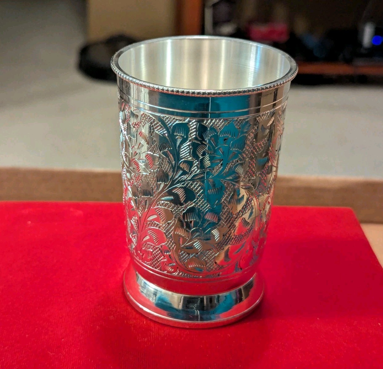 Vtg India Silverplate Tumblers Cups Unmarked Set Of 2 New In Box