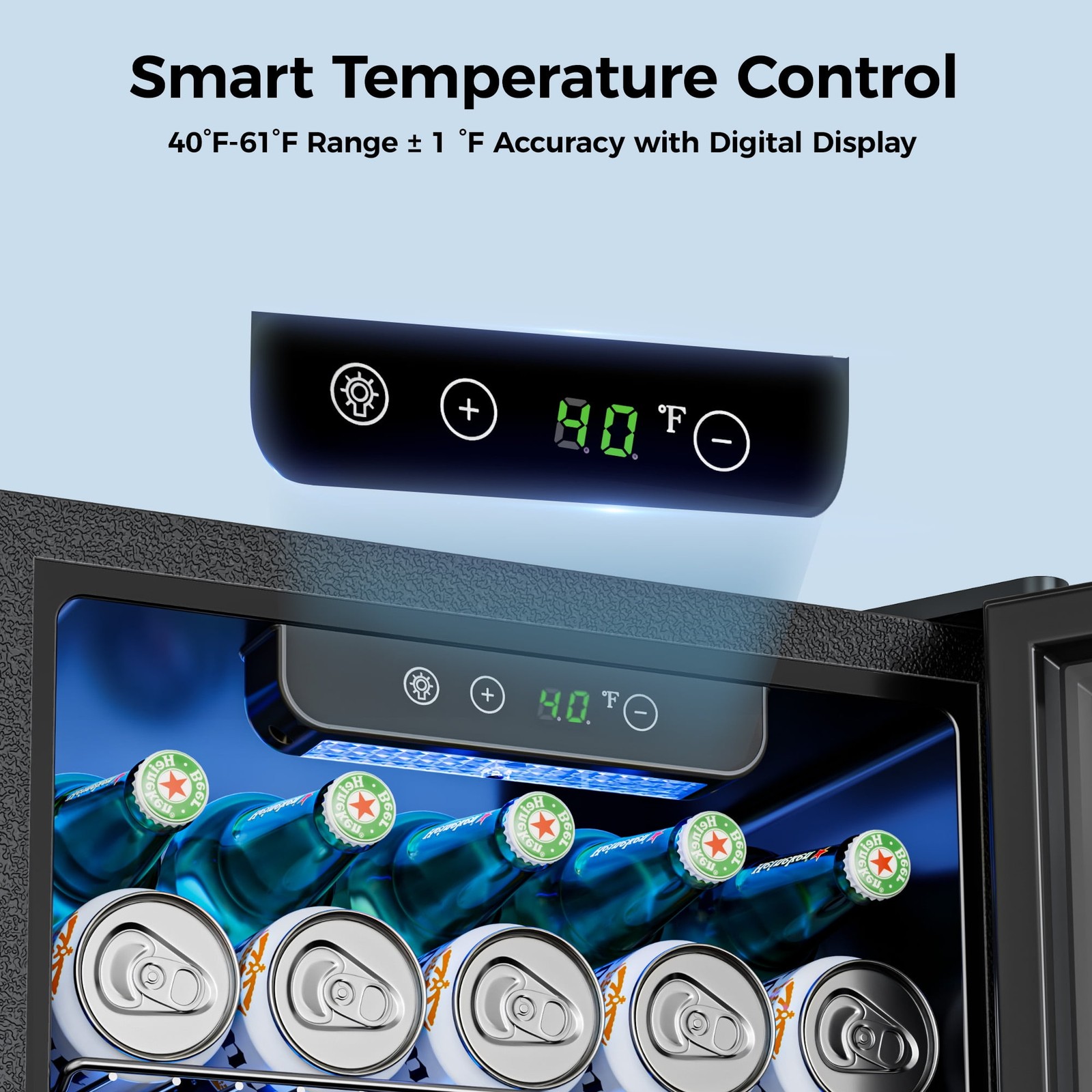 55 Cans Mini Beverage Refrigerator & Portable Beverage Cooler with Glass Door