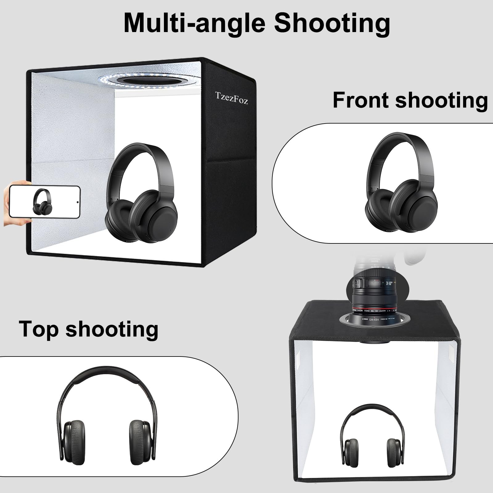 TzezFoz 16x16in Folding Portable Photo Lighting Upgrade 16x16 inch, 16*16in