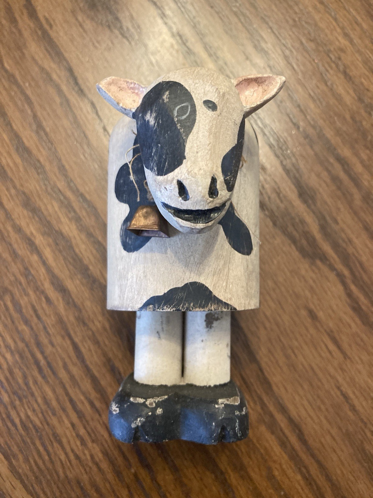 Vintage Wooden Cow & Pig Figurines Handmade Farm Country Decor Folk Art