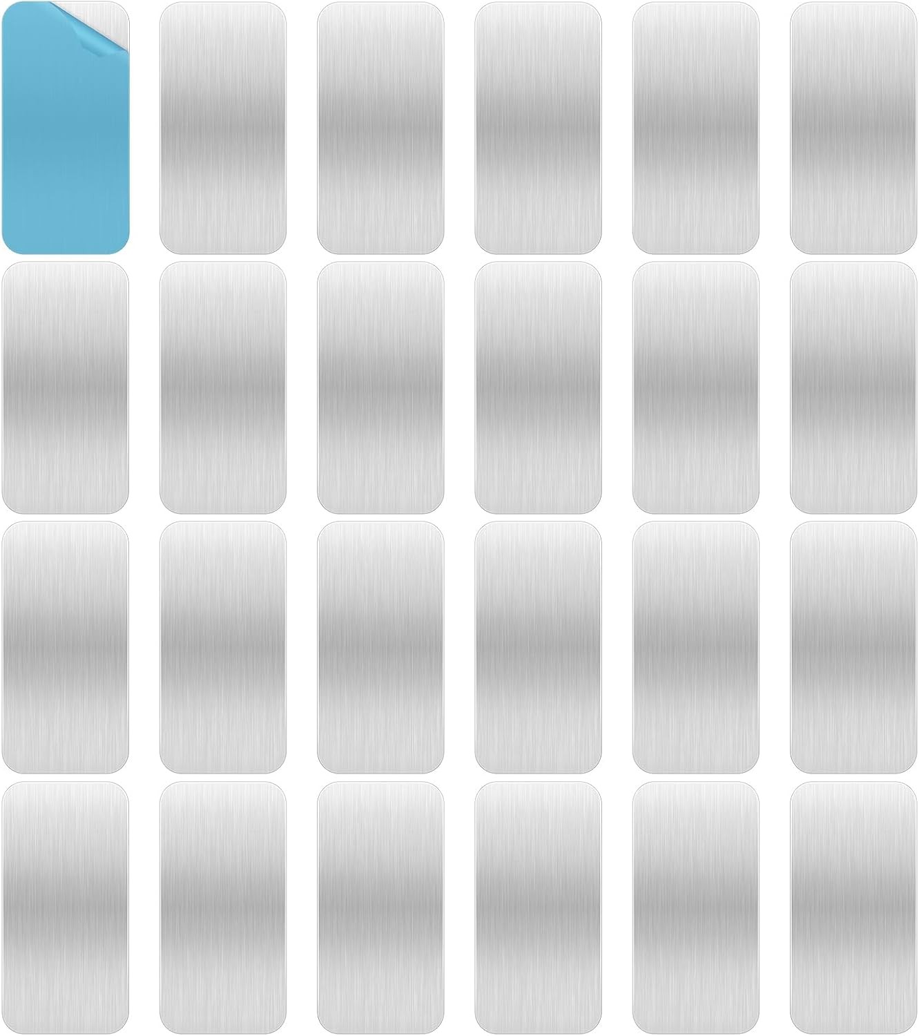 24 Pack Adhesive Metal Plates for Magnetic Mount, 2.3x1.1in Metal Strips for Mag