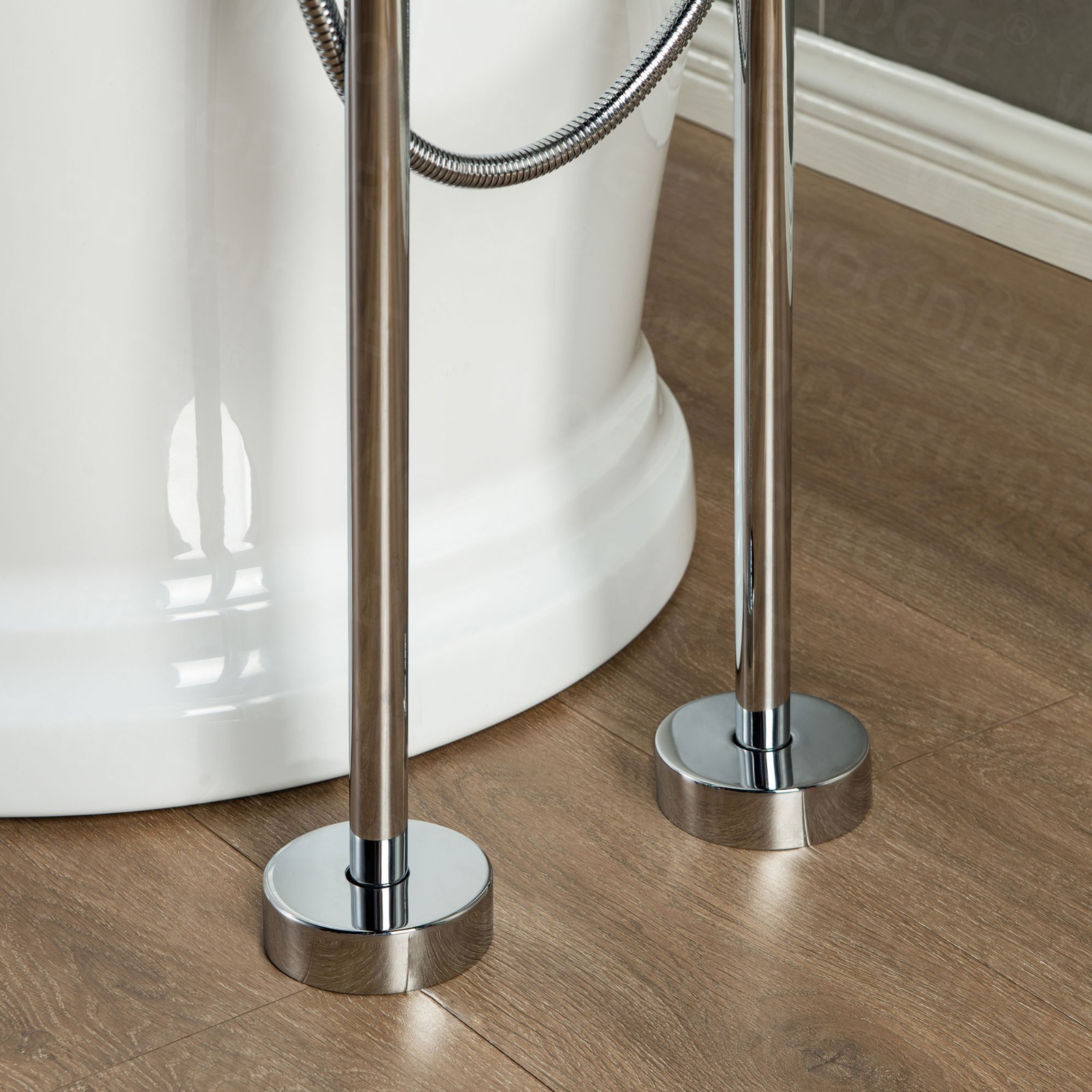 WoodBridge Freestanding Clawfoot Tub Filler Faucet with Hand Shower and Hose