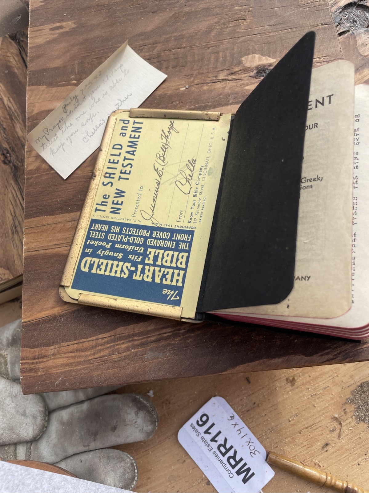 WWII Heart Shield Bible Prayer Book Gold Tone