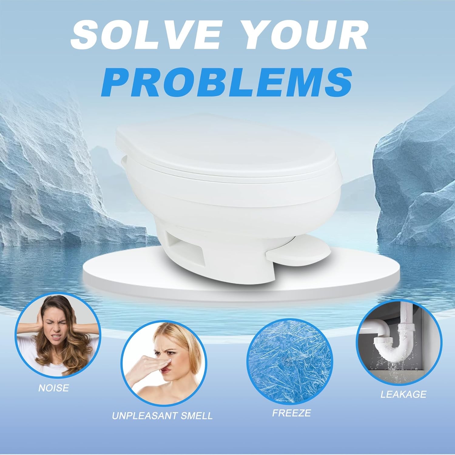 31705 31688 31687 31653 RV Toilet Water Valve kit- Freeze Resistance & White