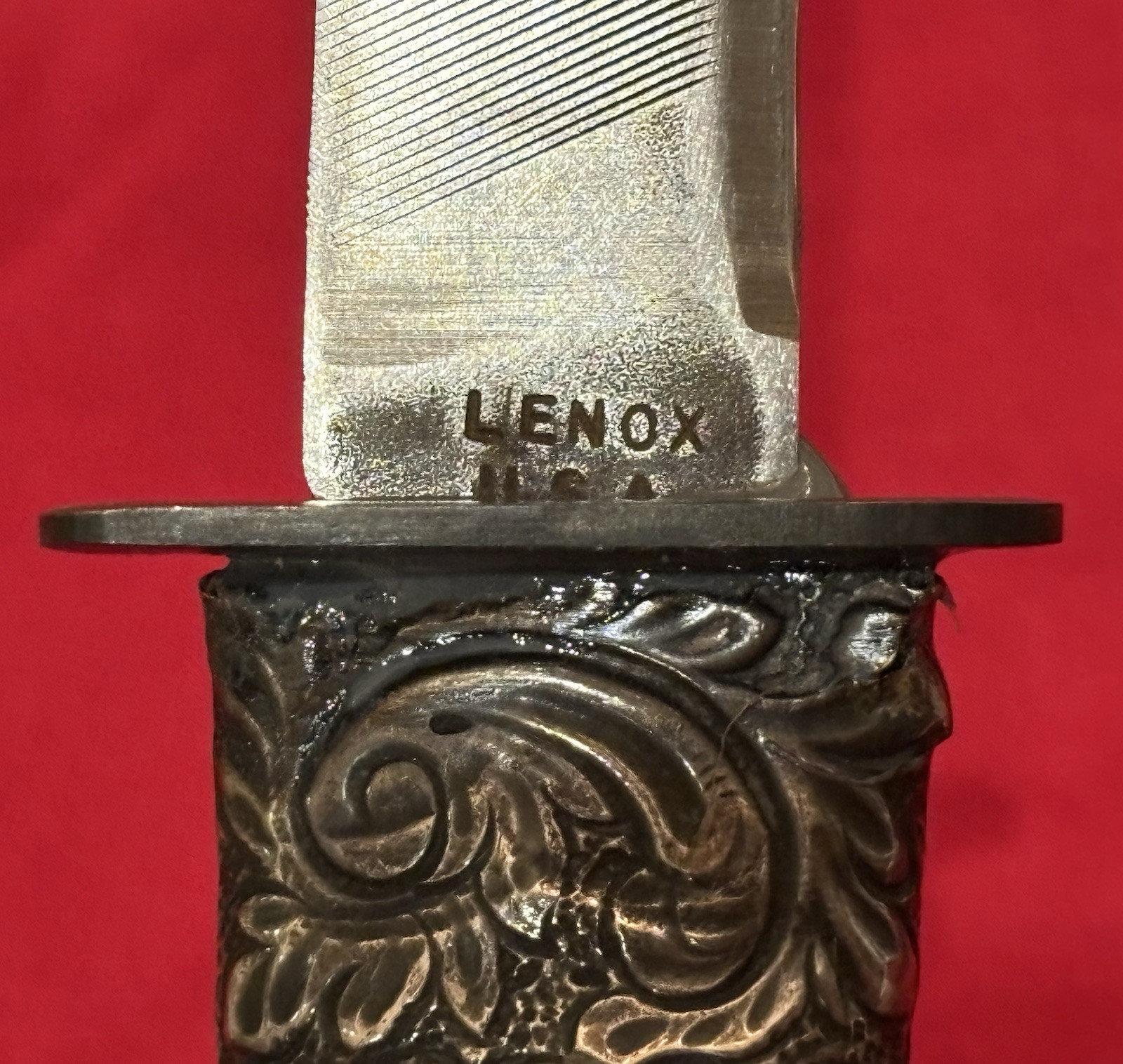 ANTIQUE SWORD HANDLE & USA FILE TO A THEATER KNIFE - NEW SHEATH