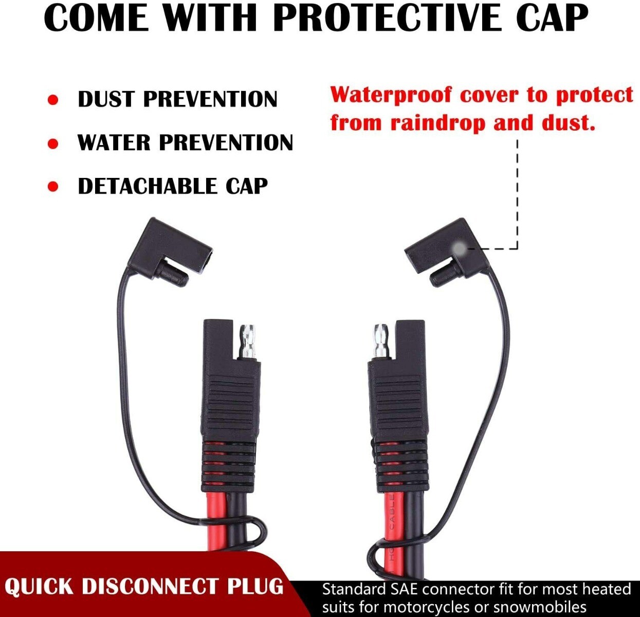 14AWG/16AWG SAE to SAE Extension Cable 2 Pin Quick Disconnect Wire Harness Cord