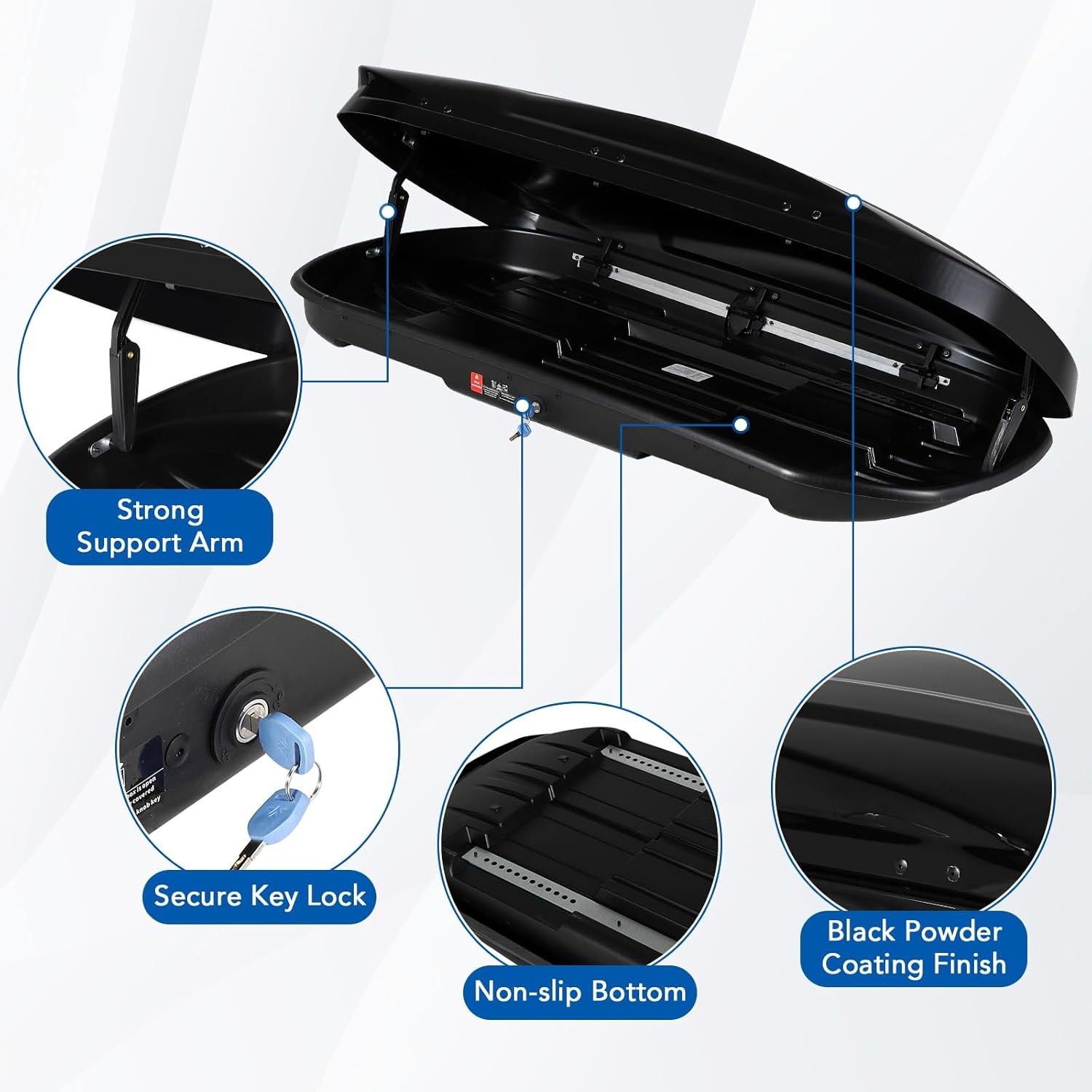 XXL 17 Cu. Ft Car Top Cargo Carrier Vehicle Roof Mount Luggage Storage Box W/Key