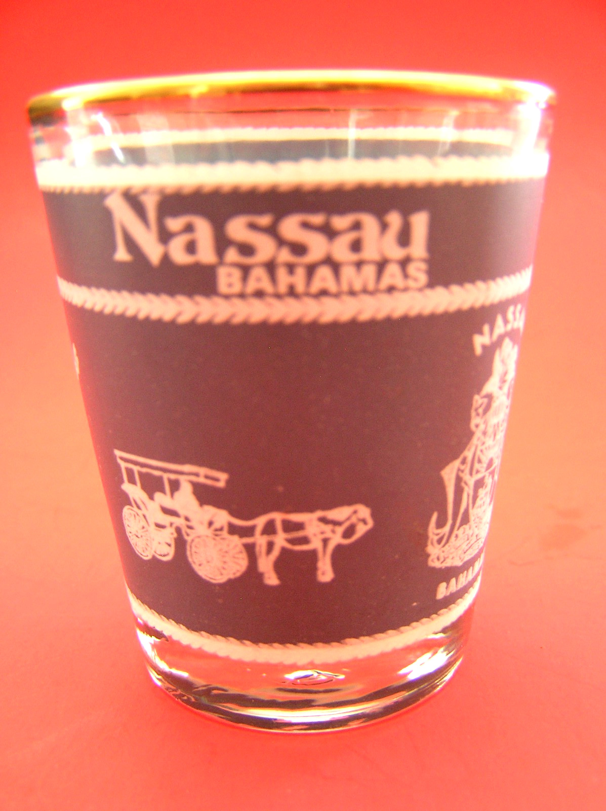 3 Shot Glasses: Nassau Bahamas, US Marine Corps Logo and Delta Gamma Sorority