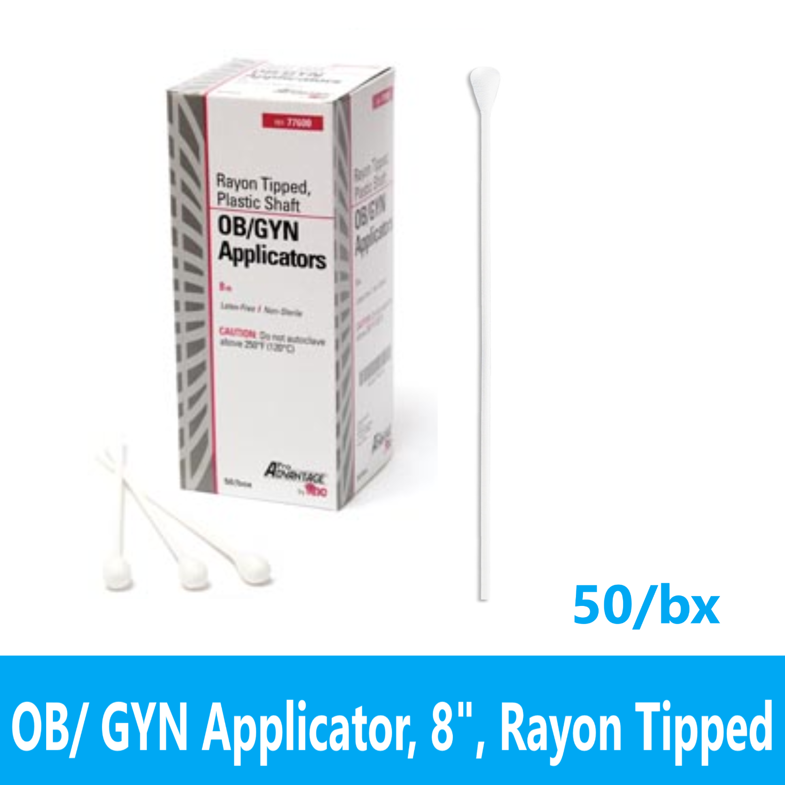 OB/GYN RECTAL OB/ GYN Applicator, 8", Rayon Tipped, Plastic Shaft, 50/bx
