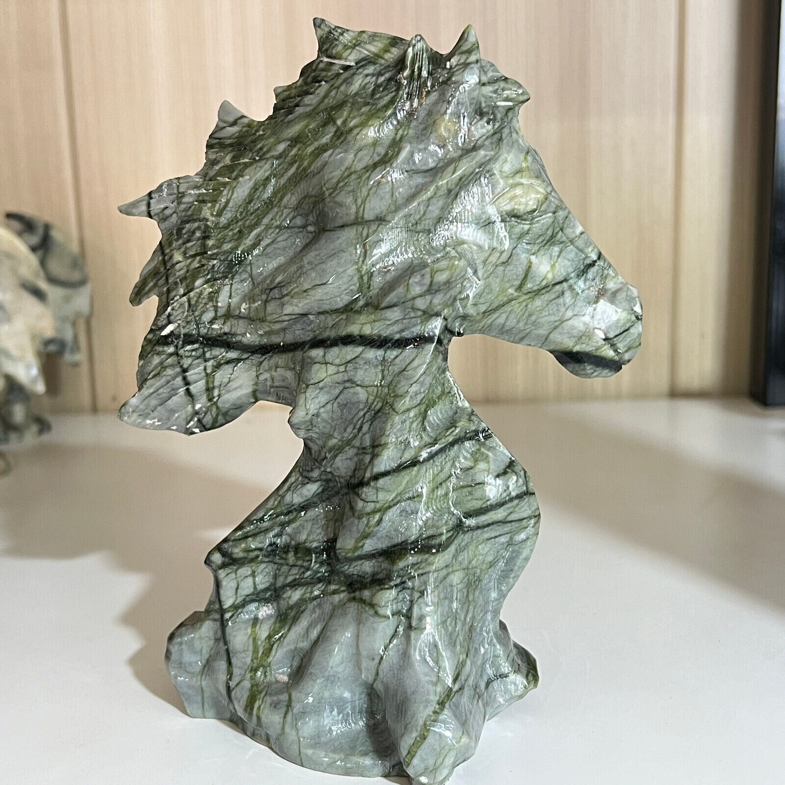 2.97LB Natural yushu stone Quartz Carved horse's head skull Crystal healing 1PC