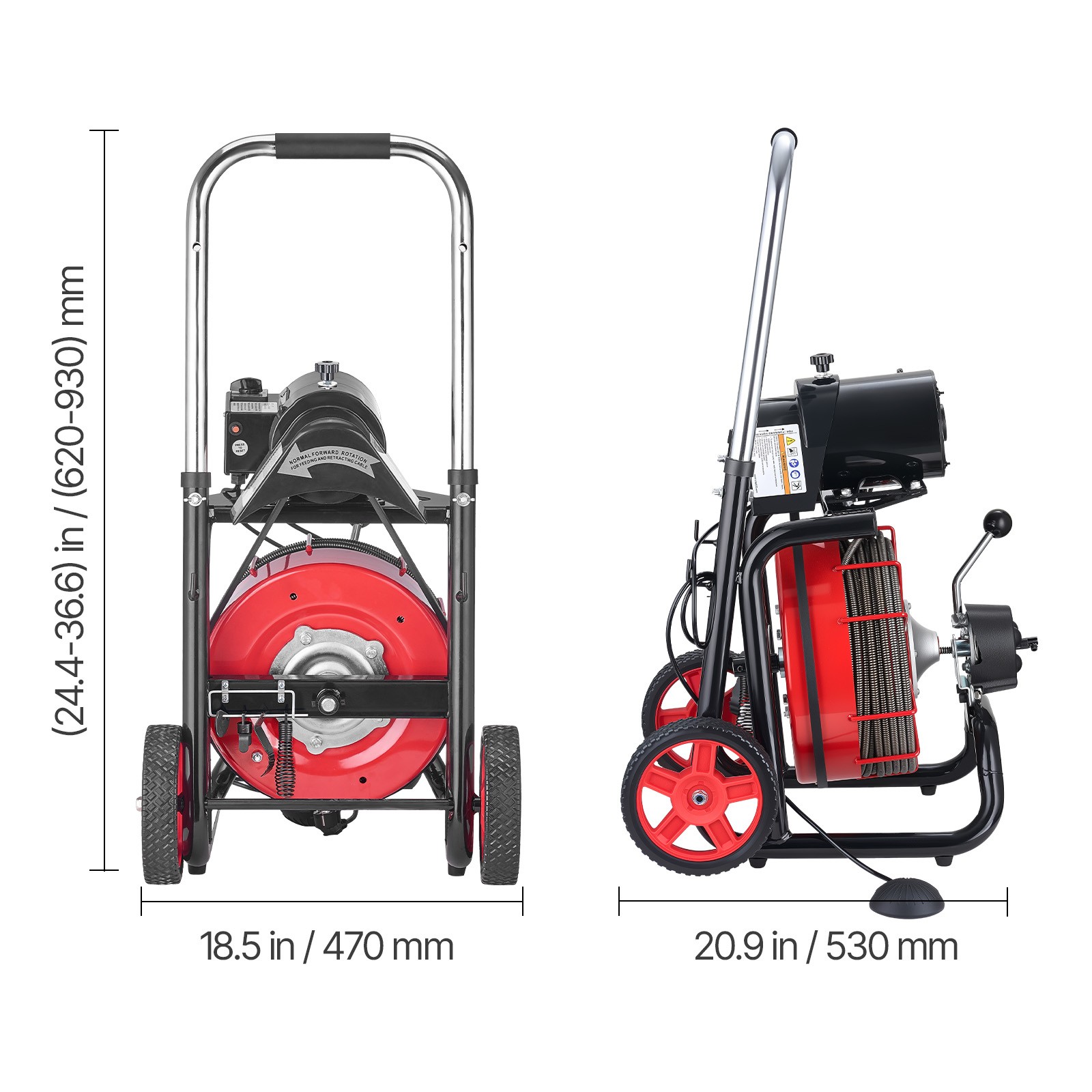 Uimoso Electric Drain Auger Machine with 100FT x 1/2 Inch Cable and Auto Feed