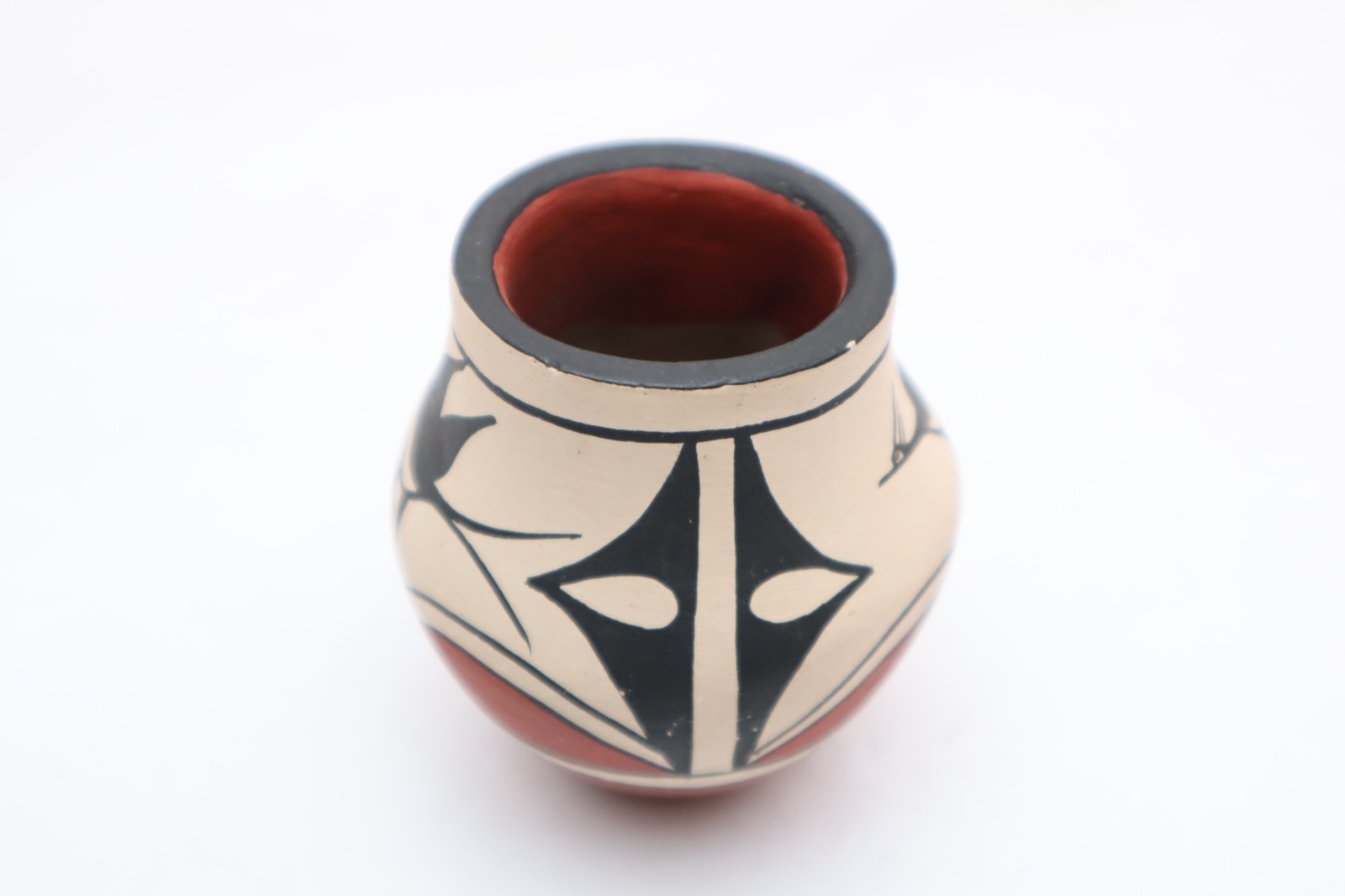 Native American polychrome Zia Pueblo Pottery jar Pictorial bird Jug Pot VTG