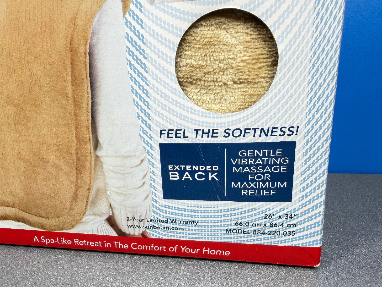 SUNBEAM MASSAGING RENUE EXTENDED BACK HEAT HEATING PAD THERAPY 26" X 34" NEW