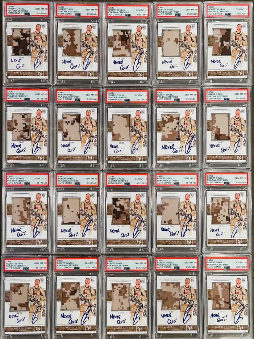 Robert O'Neill Signed Limited Edition /99 Worn Navy SEAL Relic Card PSA 10