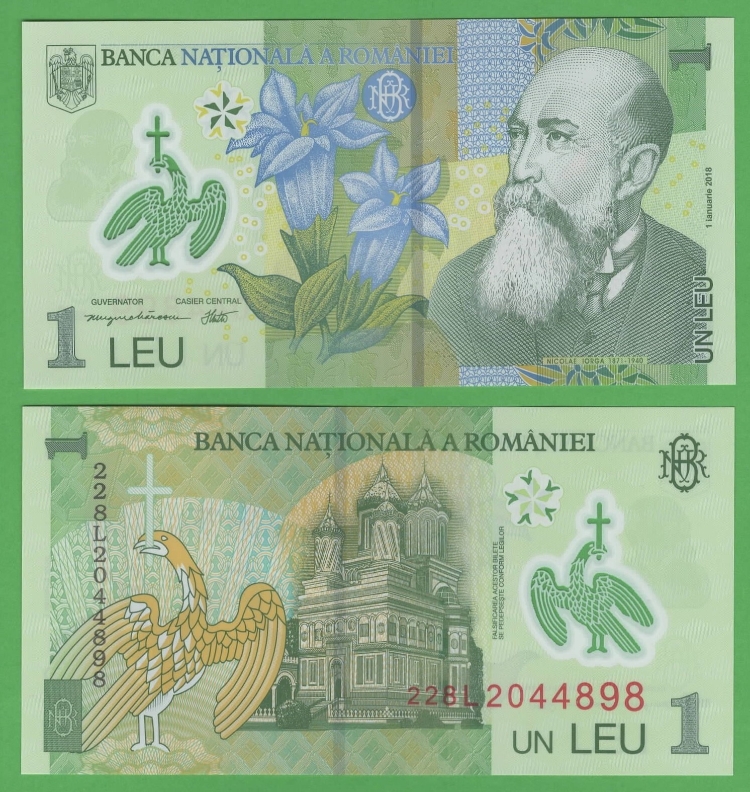 Romania 1 Leu Banknote, 2022, P-117n, UNC, Polymer