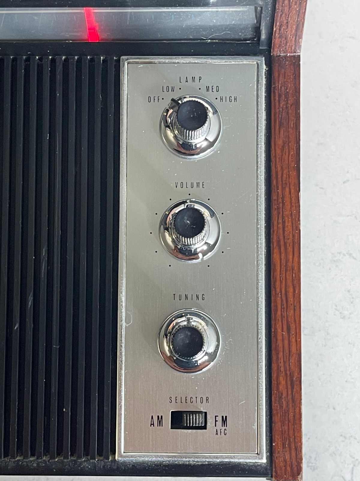 1960s Solid State YORK Rosewood MCM Clock Radio Desk Bedside Table Lamp.