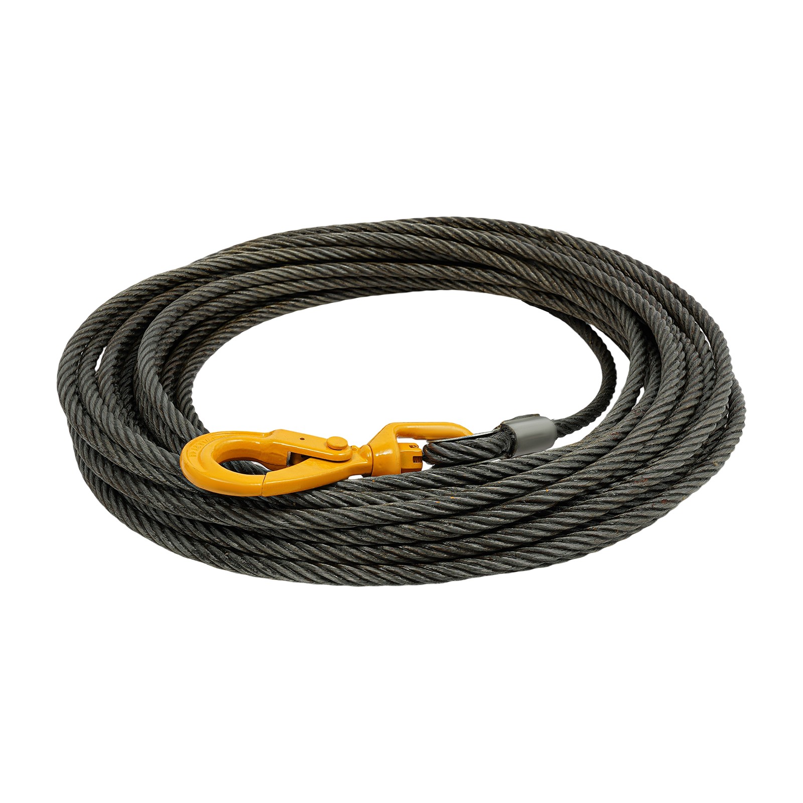 9/16in*100FT Steel Winch Cable Wire Rope w/ Swivel Self-locking Hook 4409.25 lbs