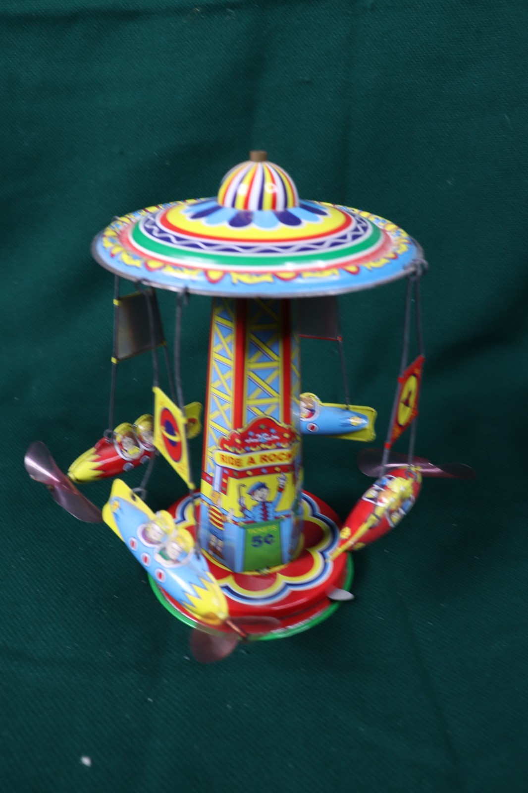 Schylling Reproduction Tin Type Rotating Ride A Rocket Toy 2000 Classic - works