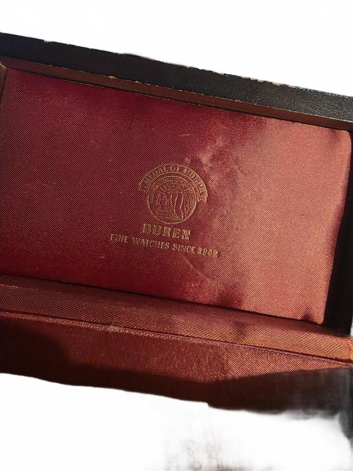 Vintage Buren Watch Box with Red Velvet Interior