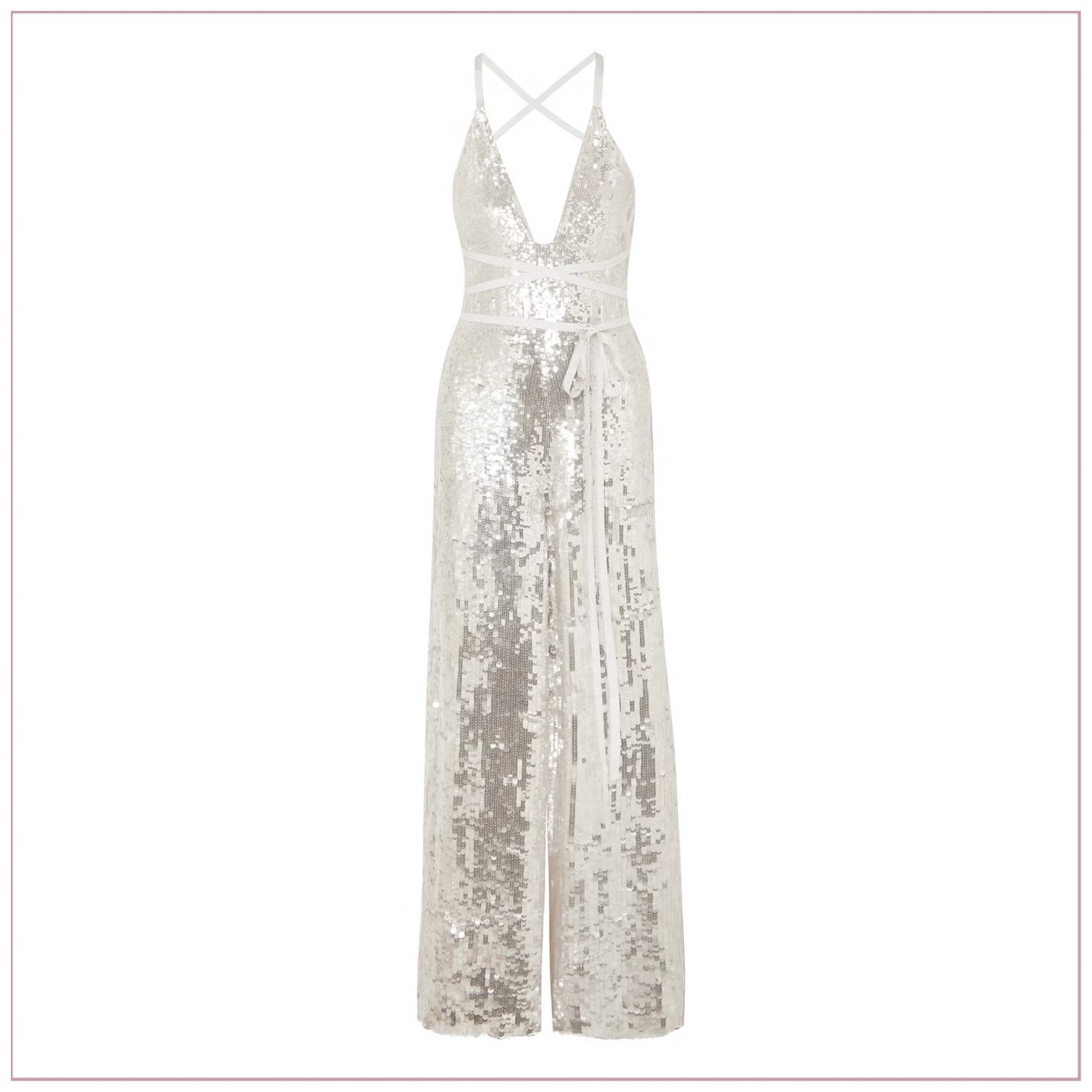 $4990 Temperley London Bardot Silk + Sequin Runway Bridal Jumpsuit