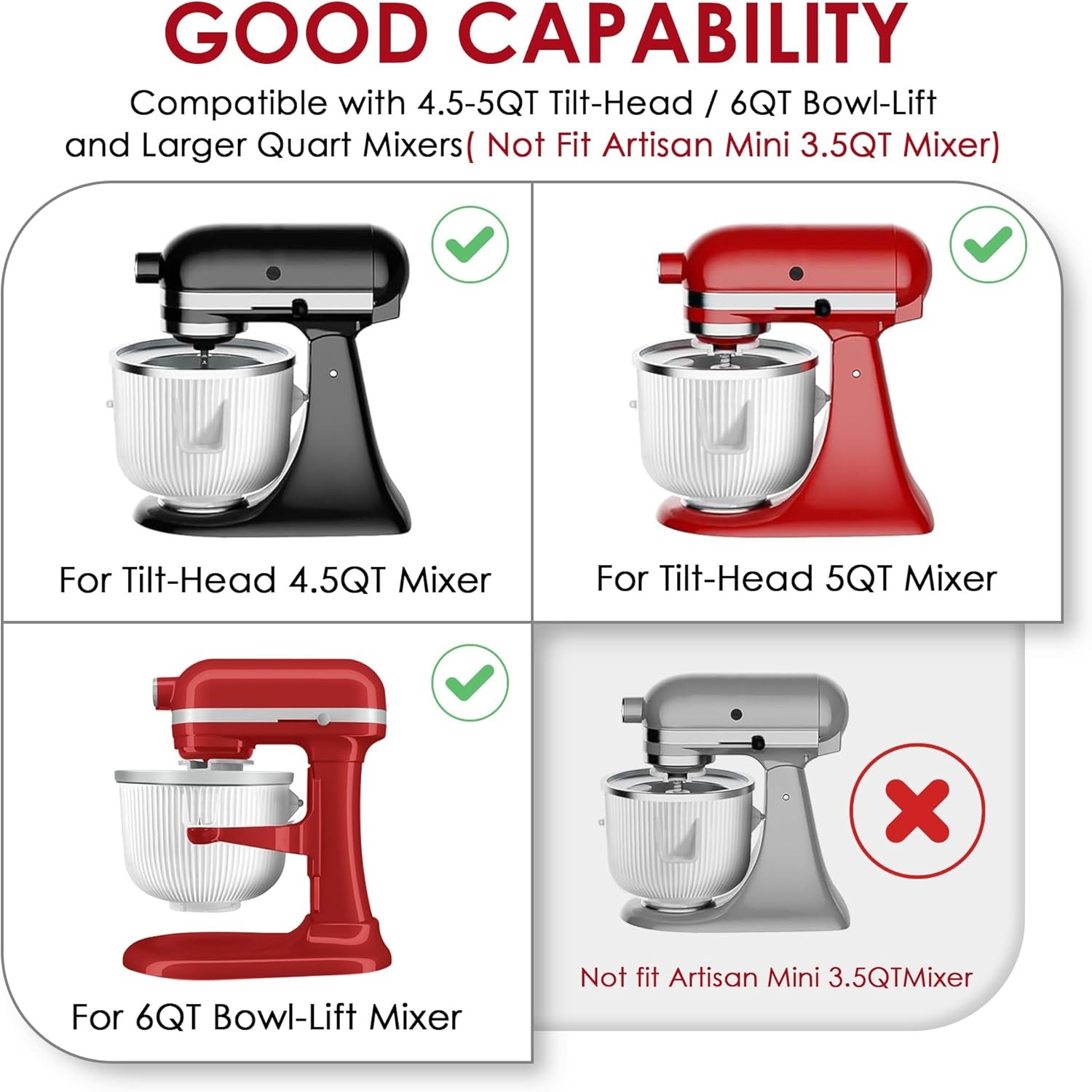 Ice Cream Maker Attachment for KitchenAid Mixers, Fits KitchenAid 4.5/5QT