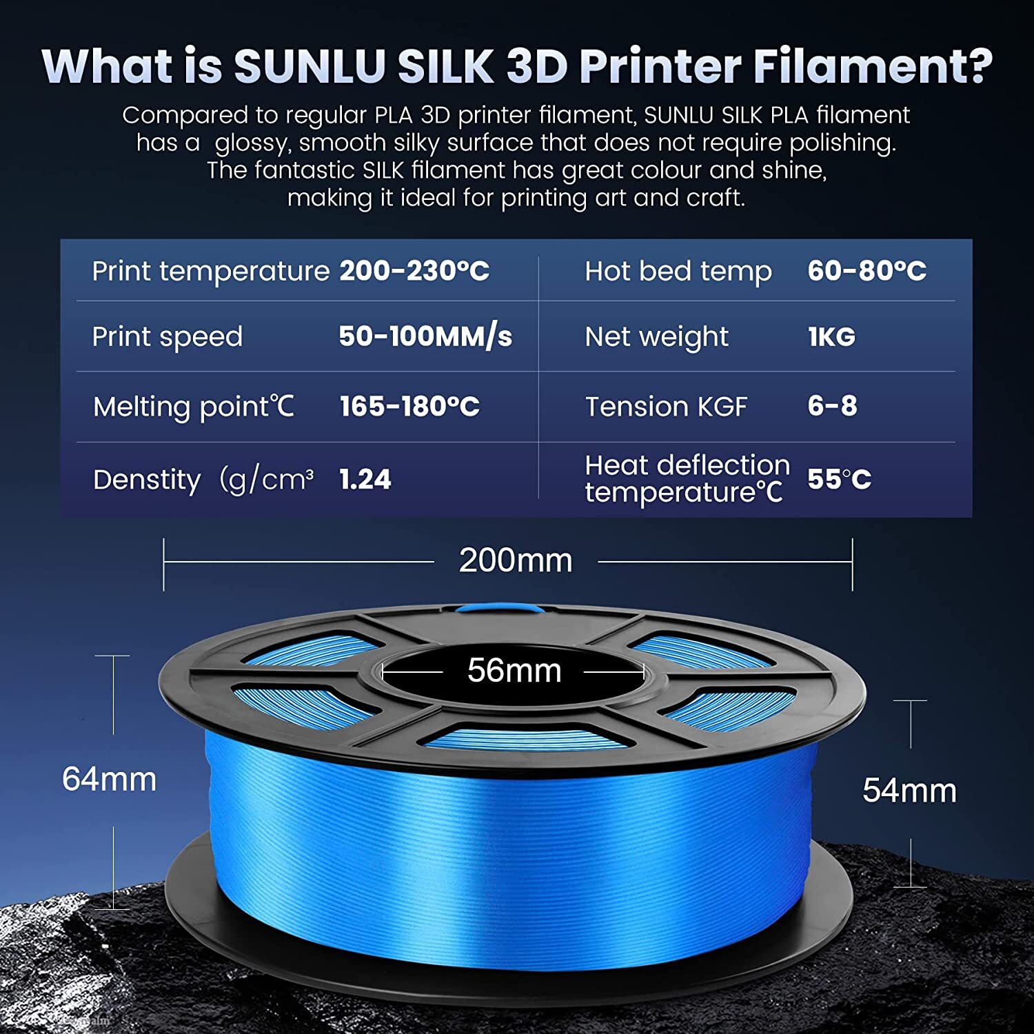 【BUY 6 GET 4 FREE,ADD 10】SUNLU 1.75MM SILK Shiny PLA+ Filament 1KG/2.2LBS Spool