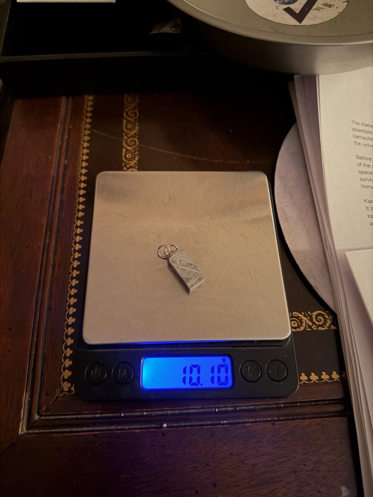 Aletai Meteorite Pendant, Space Jewelry, Etched Iron Widmanstätten 10.10g