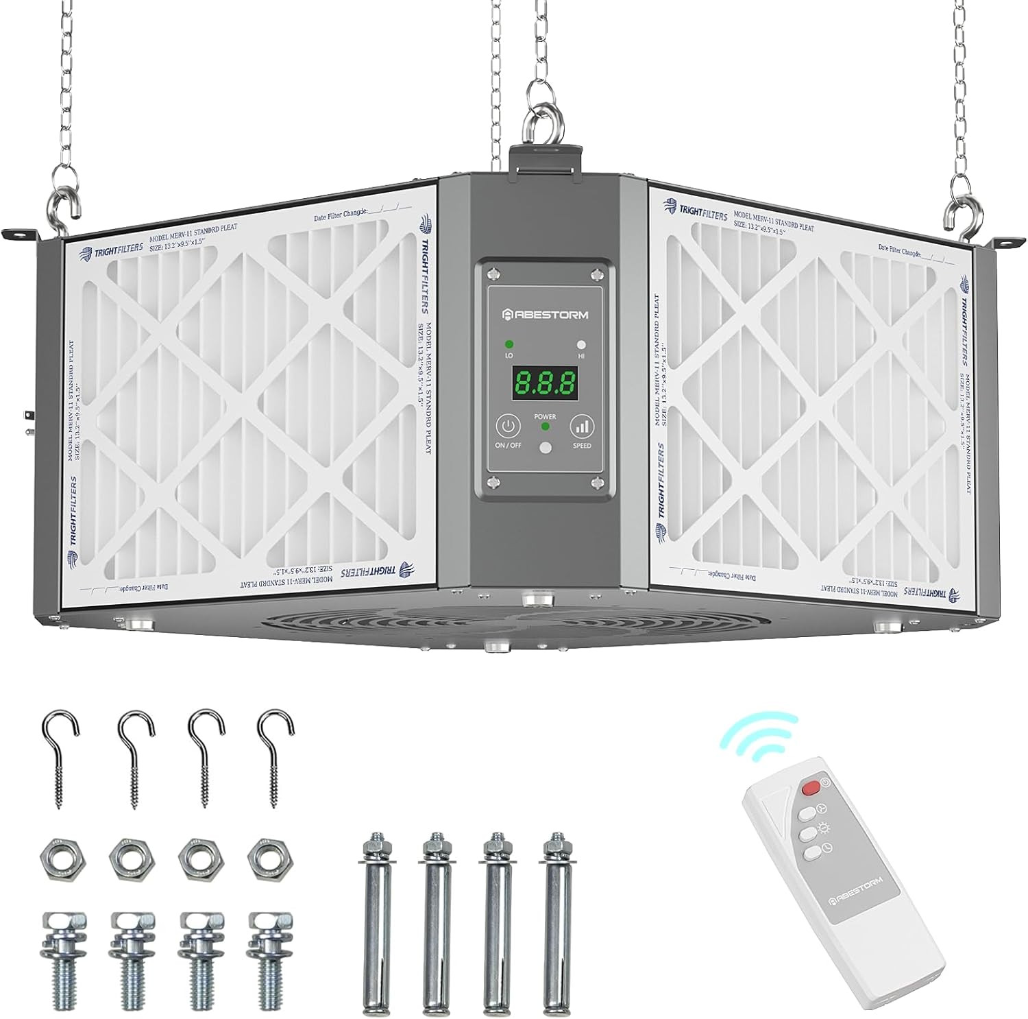 1350 CFM 360° Air Filtration System for Woodworking & Garage Workshop