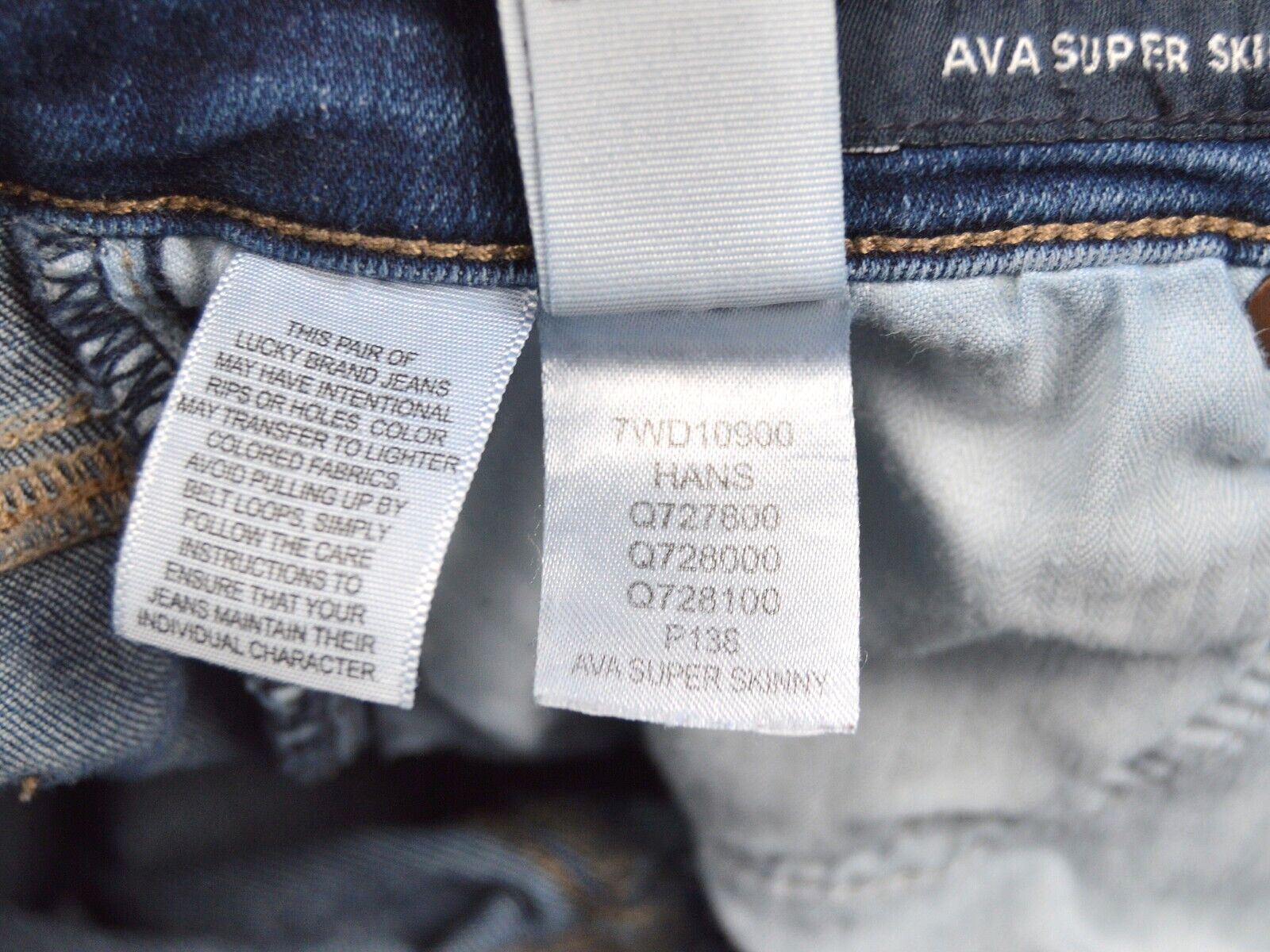 Lucky Brand Ava Super Skinny Jeans Womens Size 4/27 Blue Denim Stretch Mid Rise