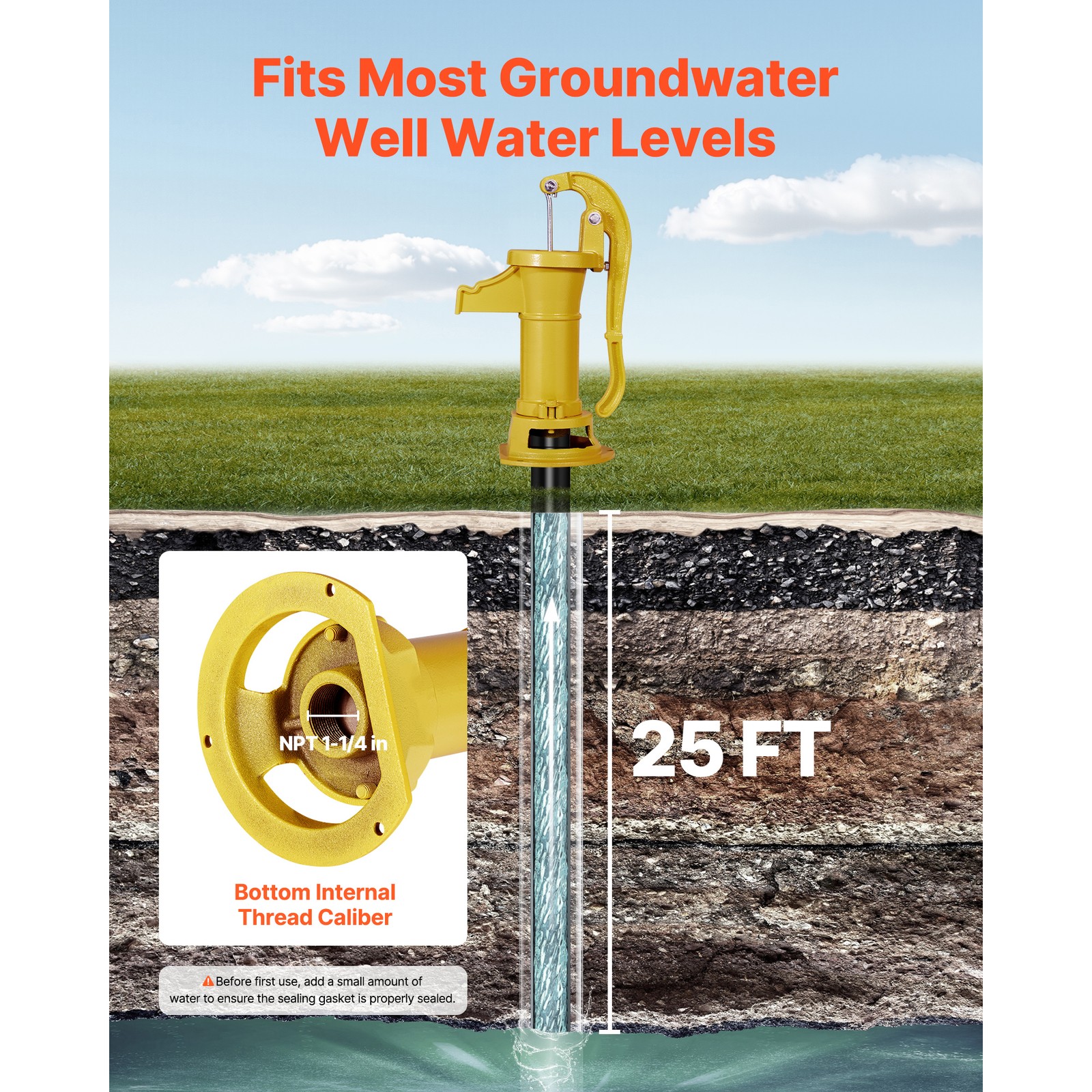 Uimoso Antique Cast Iron Manual Water Pump 25ft Hand Pitcher