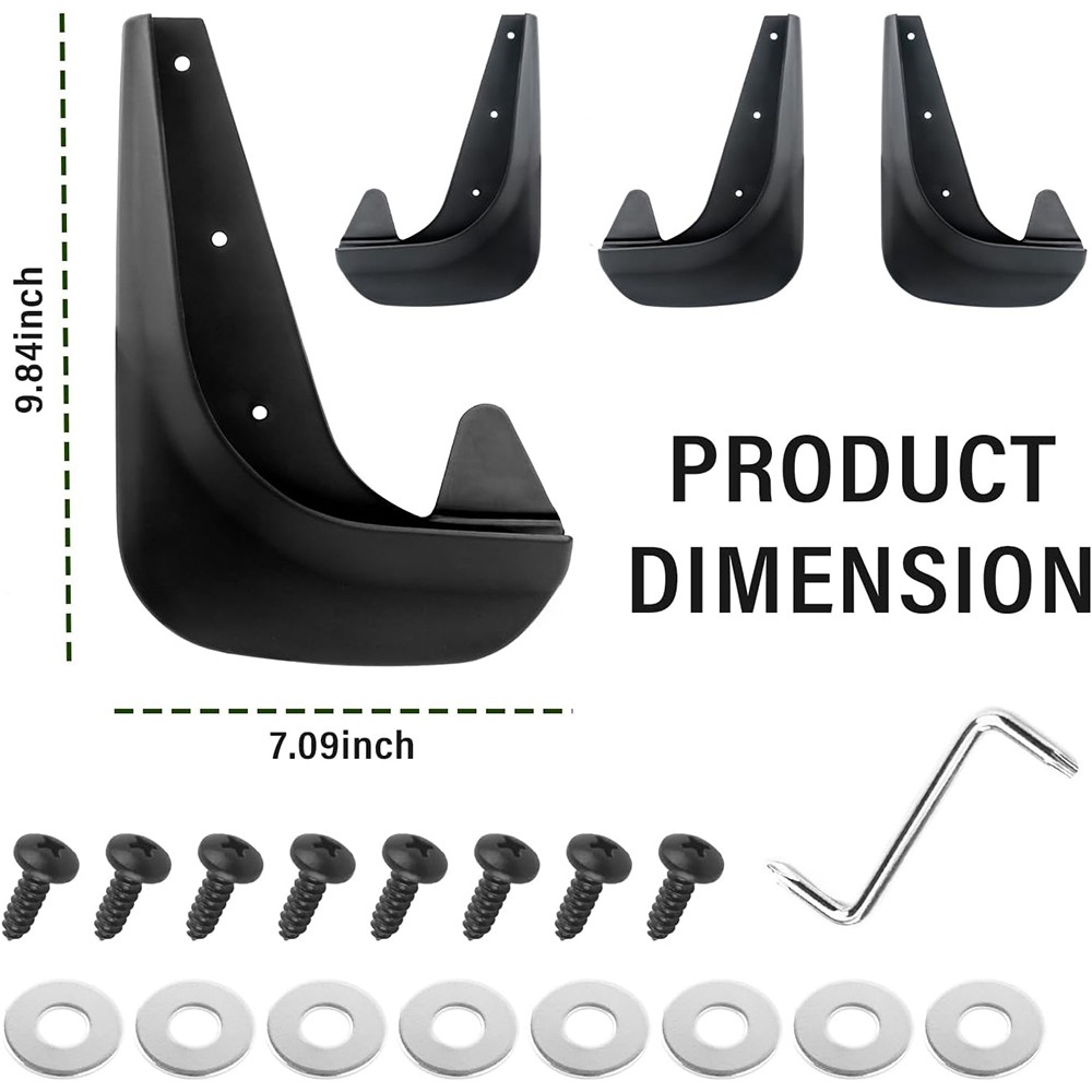 4PCS Mud Flaps for Car Universal Splash Guard PP Mudguards Fits Most Vehicles ZU