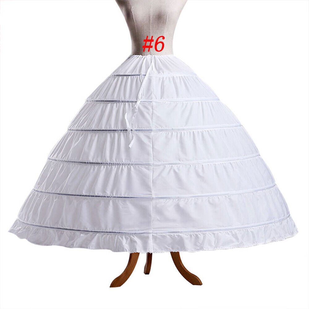 Women Wedding Crinoline Slip Gown Underskirt White Bridal Petticoat Hoop Skirt