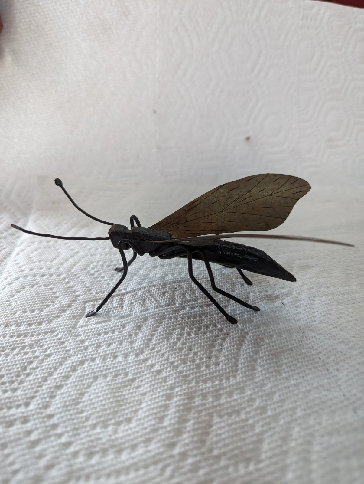 Japanese Okimono Vintage Brass Iron Insect Sculpture Bee 5"