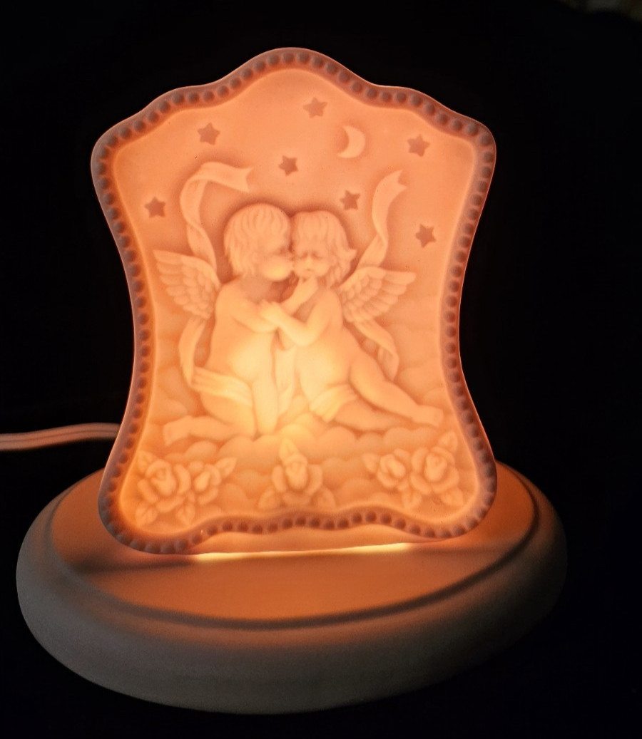 Handmade Porcelain Night Light, 6" tall w/ base, & Electrical
