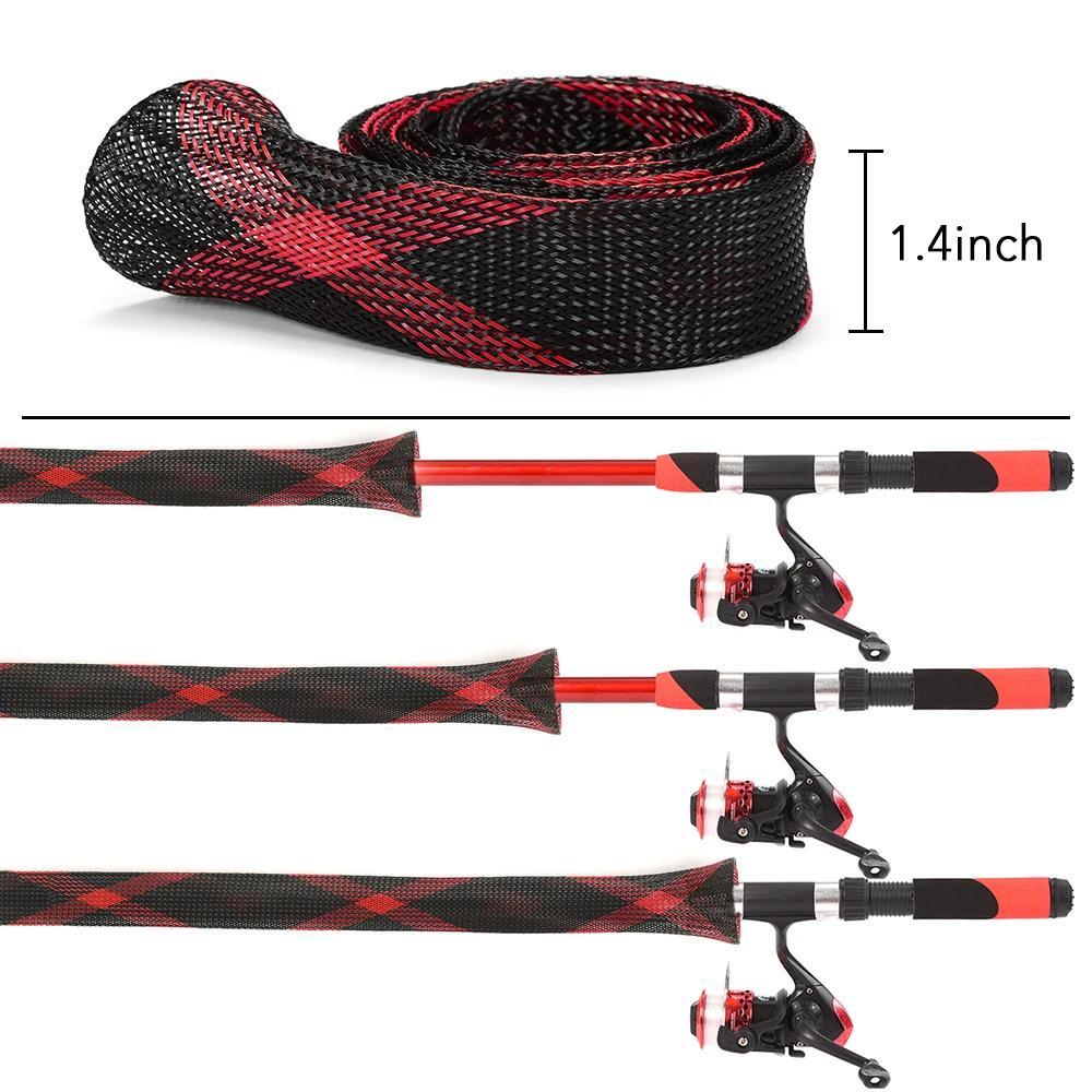 10 PCS Fishing Rod Sock Mesh Covers Braided Pole Protector Sleeve Fish Tool USA