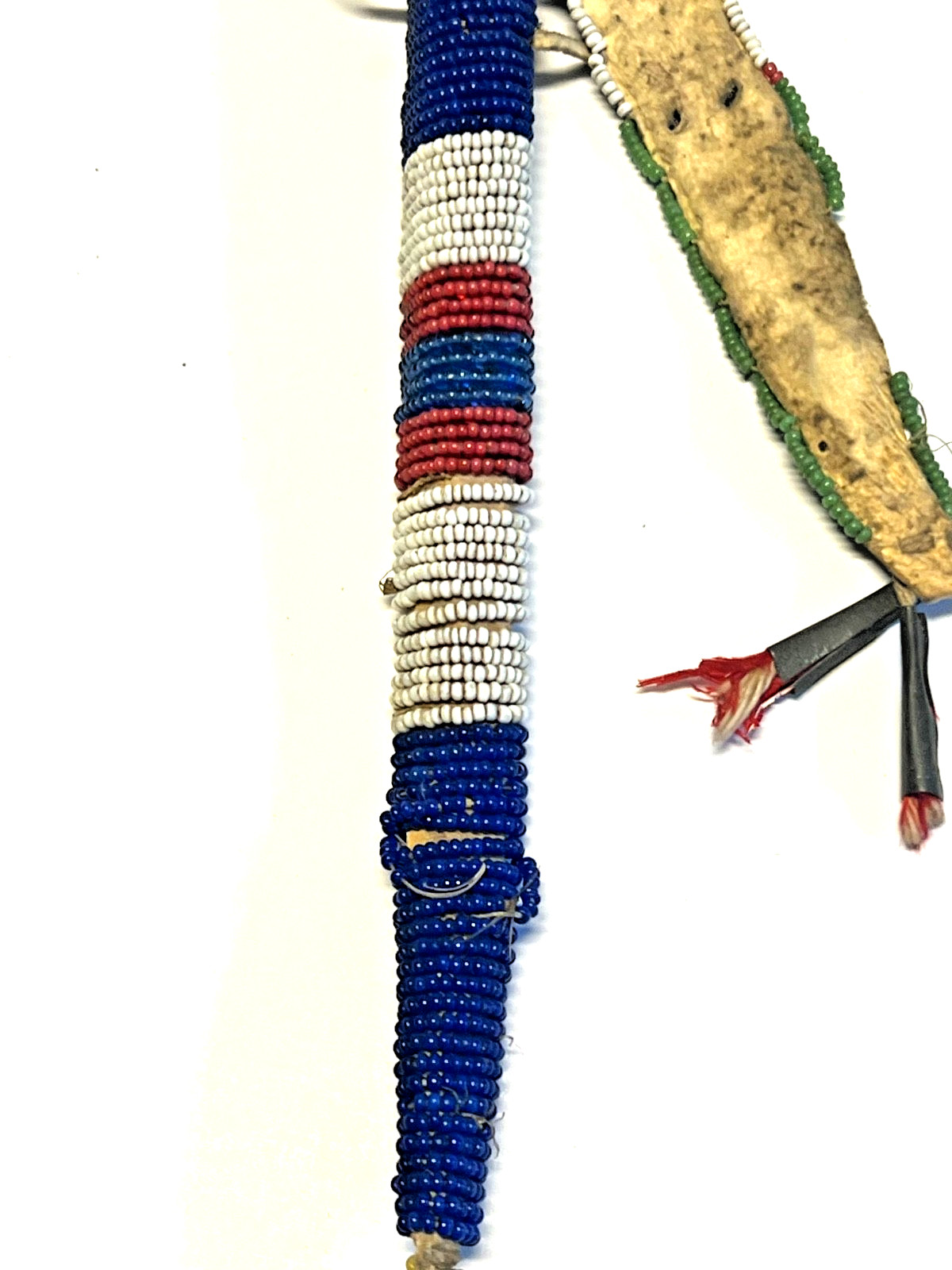 Antique Native American Indian Beaded Awl Case; Tinkle Cones; 1890's