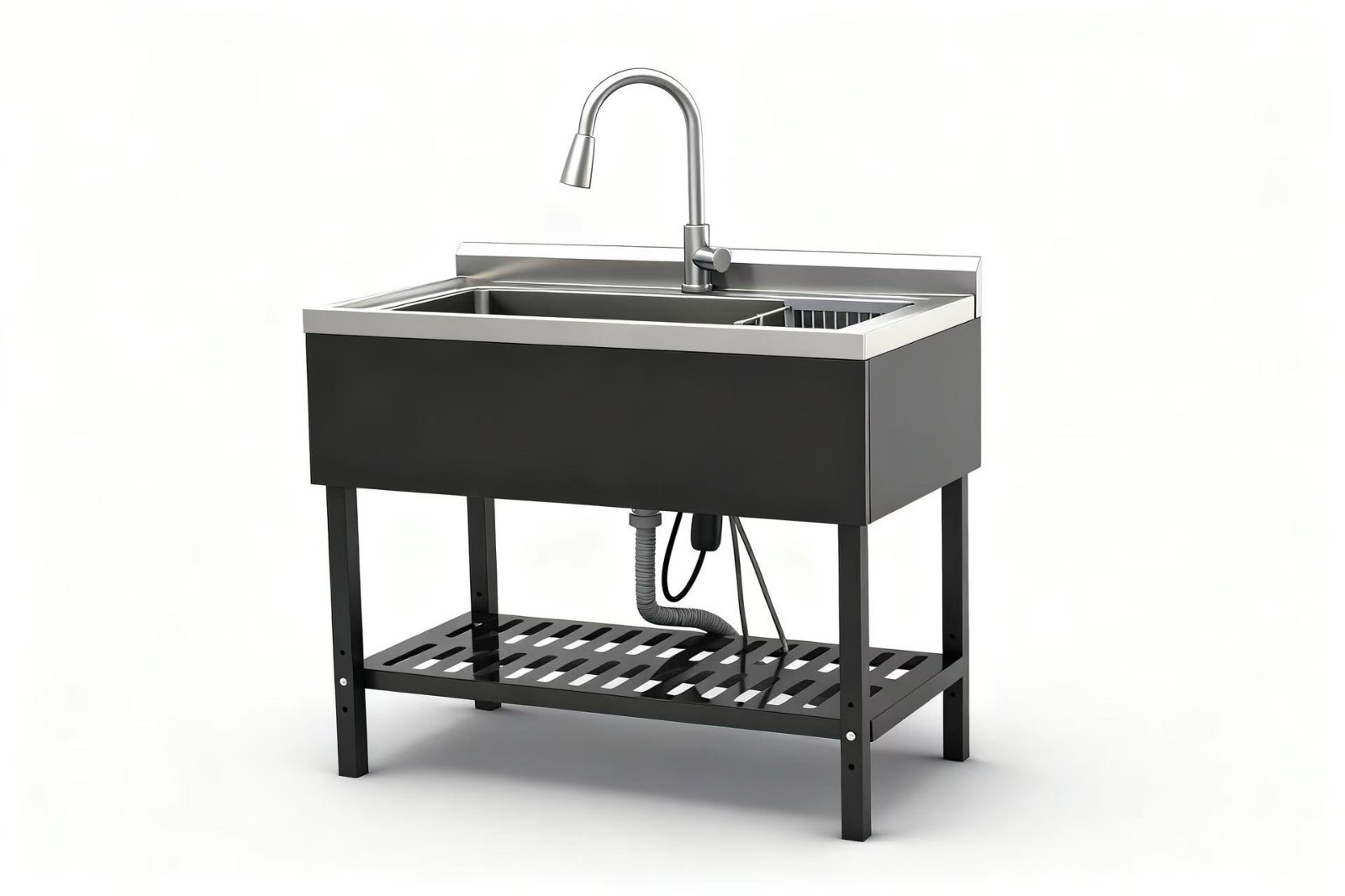 40" Balck Free Standing Commercial Stainless Steel Kitchen Utility Sink
