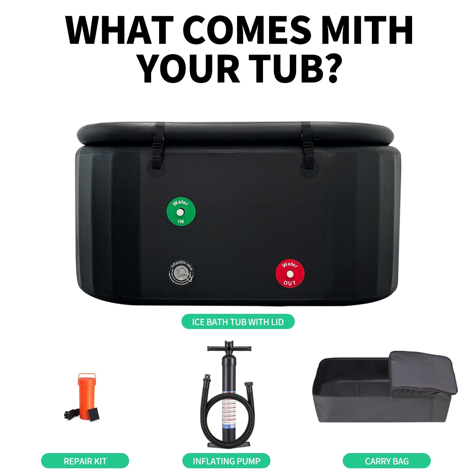 216 Inflatable Cold Plunge Tub with Insulated Lid,Ice Bath Tub for Athletes,