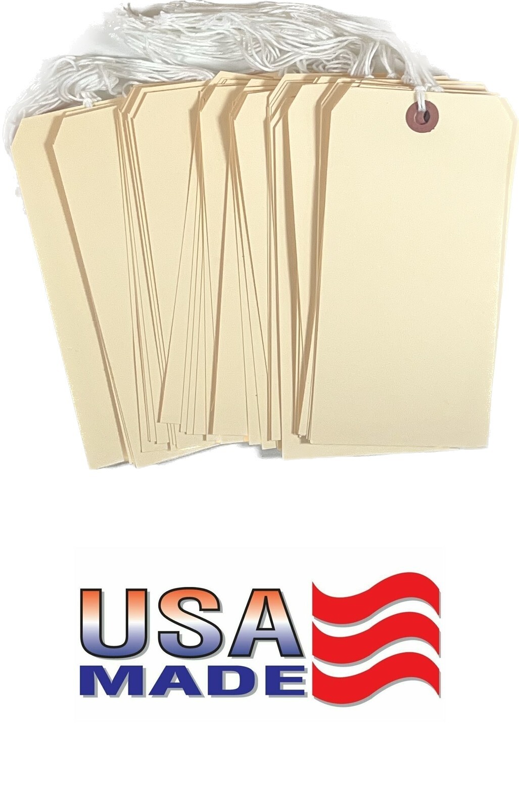 100 pcs 6 1/4" x 3 1/8" Size 8 Manila XL Large Pre-Strung Price Tags with String