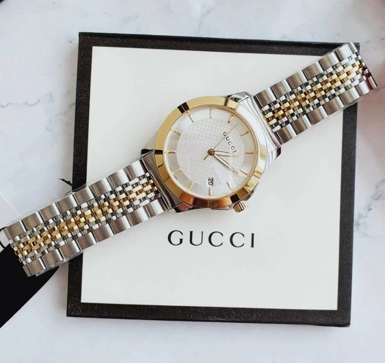 Gucci G-Timeless 38mm Case Silver, Quartz Mens Watch Gold (YA126409)